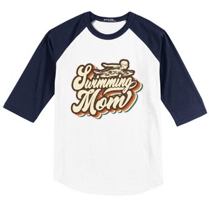 Retro Swimming Mom Sports Mama Mothers Day Gift Baseball Sleeve Shirt