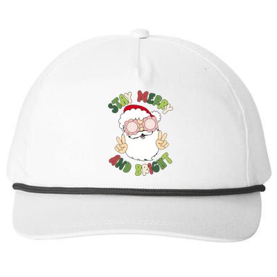 Retro Stay Merry And Bright Funny Christmas Santa Claus Xmas Gift Snapback Five-Panel Rope Hat