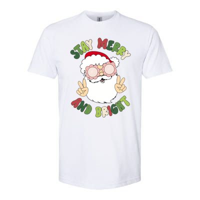 Retro Stay Merry And Bright Funny Christmas Santa Claus Xmas Gift Softstyle® CVC T-Shirt