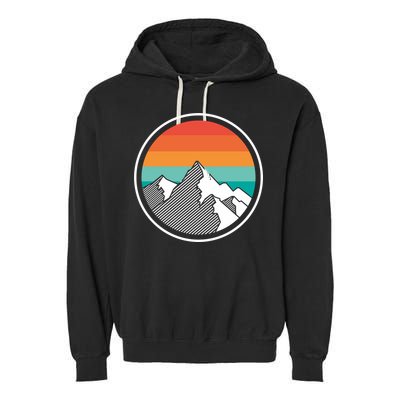 Retro Sunset Mountain Garment-Dyed Fleece Hoodie