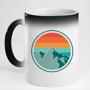 Retro Sunset Mountain 11oz Black Color Changing Mug