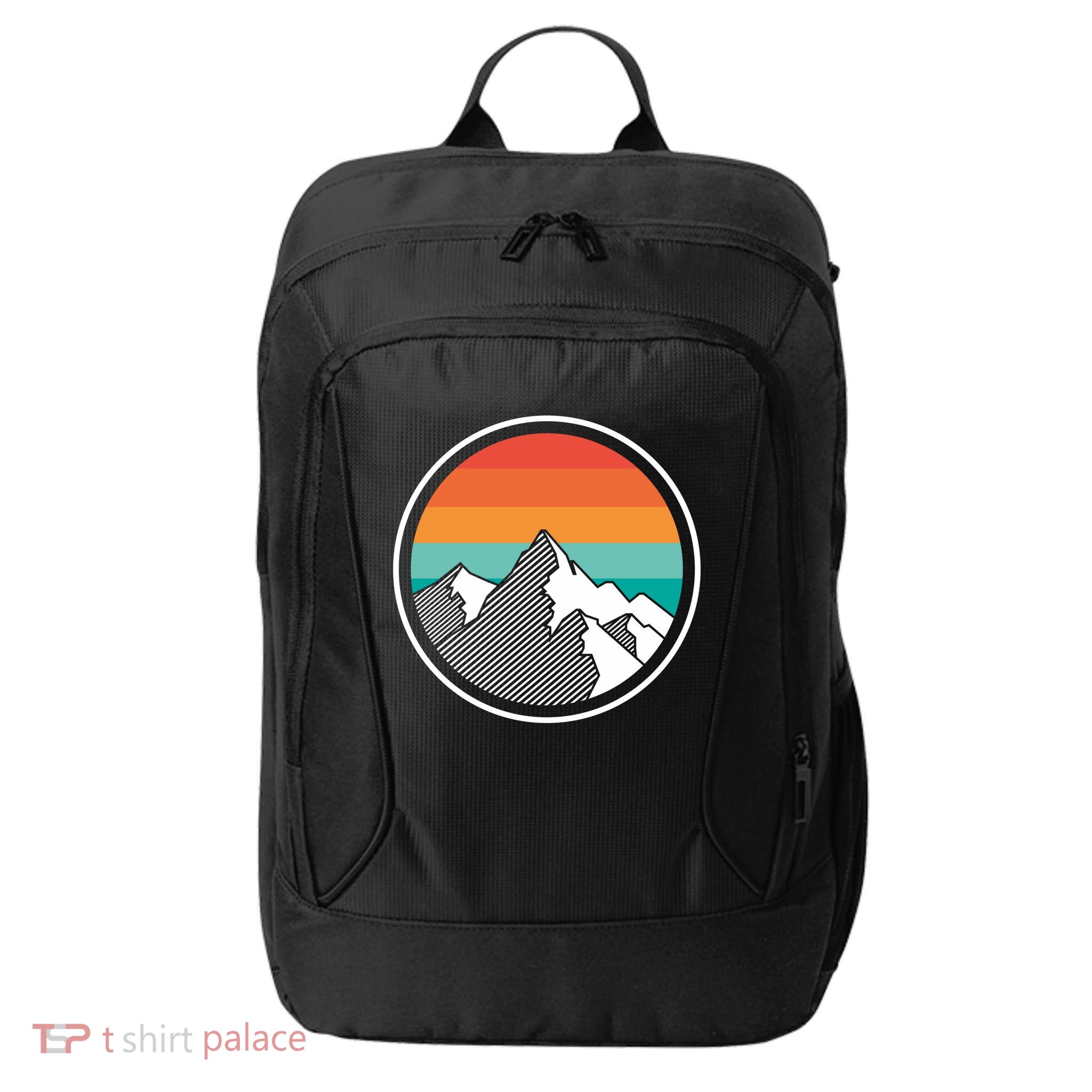 Retro Sunset Mountain City Backpack