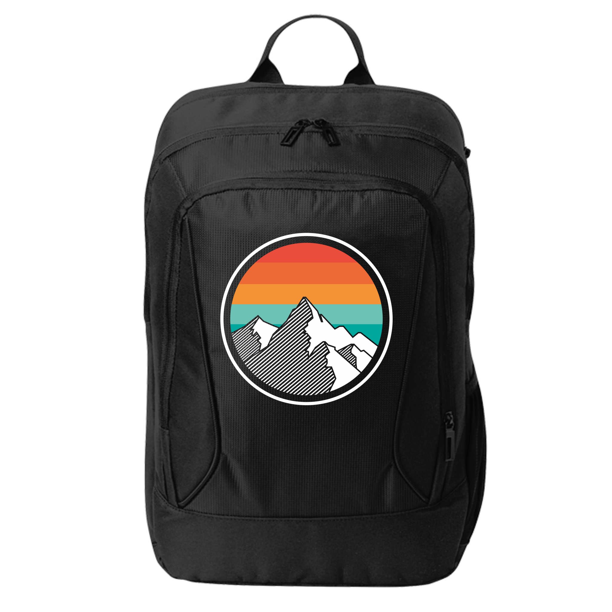 Retro Sunset Mountain City Backpack