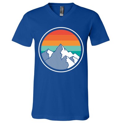 Retro Sunset Mountain V-Neck T-Shirt