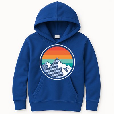 Retro Sunset Mountain Kids Hoodie