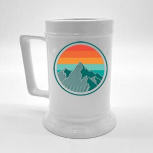 Retro Sunset Mountain Beer Stein