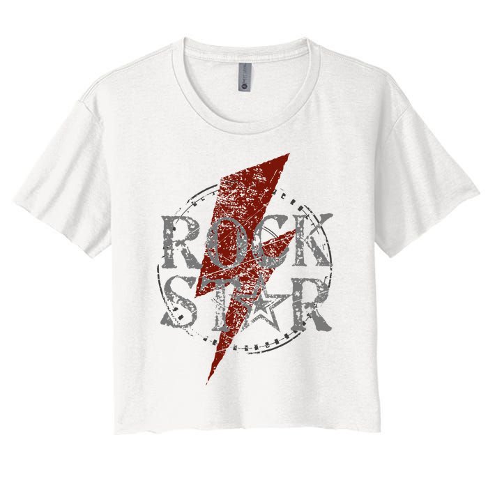 Rock Star Music Fan Gift Graphic Rock N Roll Tee Star Women's Crop Top Tee