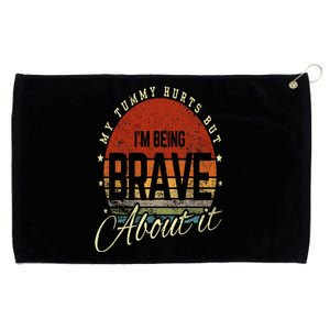 Retro Sunset My Tummy Hurts But IM Being Brave About It Grommeted Golf Towel