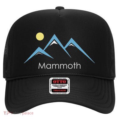 Retro Snowy Mountain Mammoth California High Crown Mesh Back Trucker Hat
