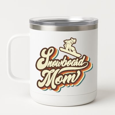 Retro Snowboard Mom Sports Mama Mothers Day 12 oz Stainless Steel Tumbler Cup