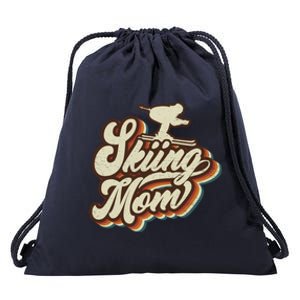 Retro Skiing Mom Sports Mama Mothers Day Gift Drawstring Bag