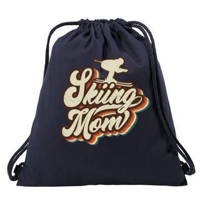 Retro Skiing Mom Sports Mama Mothers Day Gift Drawstring Bag