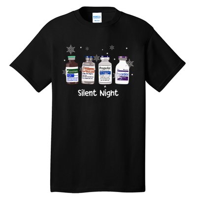 Retro Silent Night Icu Nurse Christmas Intensive Care Unit Tall T-Shirt