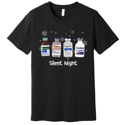 Retro Silent Night Icu Nurse Christmas Intensive Care Unit Premium T-Shirt