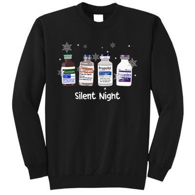 Retro Silent Night Icu Nurse Christmas Intensive Care Unit Tall Sweatshirt