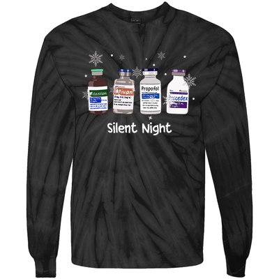 Retro Silent Night Icu Nurse Christmas Intensive Care Unit Tie-Dye Long Sleeve Shirt