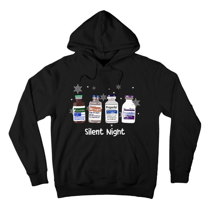 Retro Silent Night Icu Nurse Christmas Intensive Care Unit Tall Hoodie