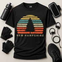 Retro Sunset New Hampshire Pine Tree Performance Shirt