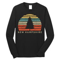 Retro Sunset New Hampshire Pine Tree Long Sleeve Shirt