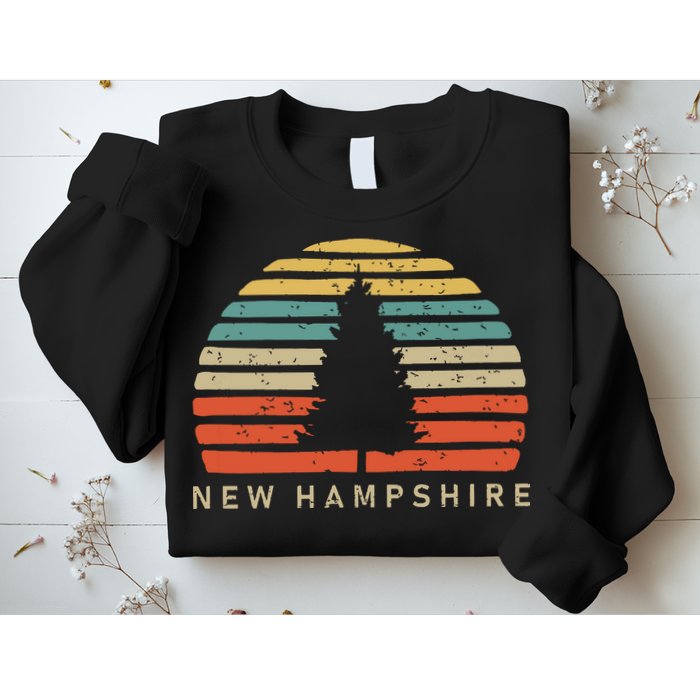 Retro Sunset New Hampshire Pine Tree Sweatshirt