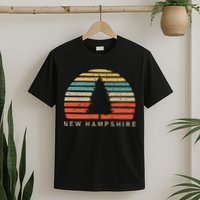 Retro Sunset New Hampshire Pine Tree T-Shirt