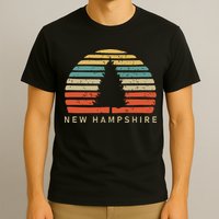 Retro Sunset New Hampshire Pine Tree T-Shirt