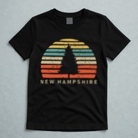 Retro Sunset New Hampshire Pine Tree T-Shirt