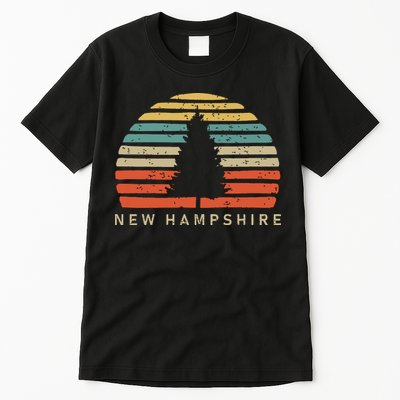 Retro Sunset New Hampshire Pine Tree Tall T-Shirt