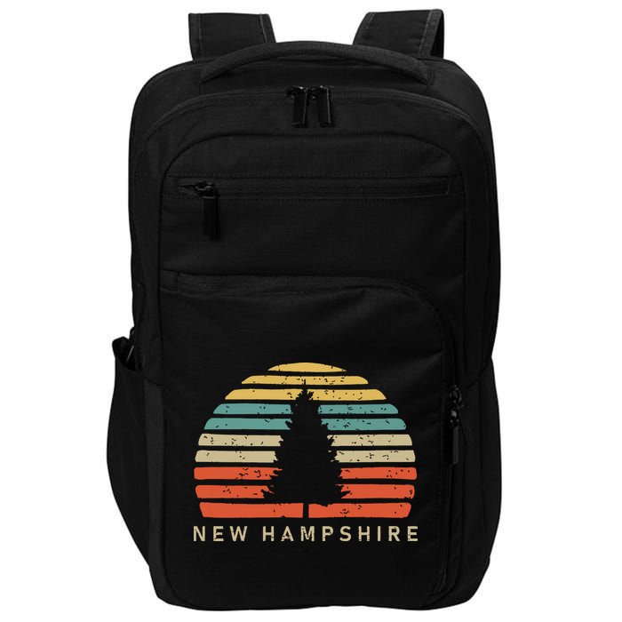 Retro Sunset New Hampshire Pine Tree Impact Tech Backpack