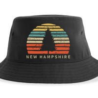 Retro Sunset New Hampshire Pine Tree Sustainable Bucket Hat