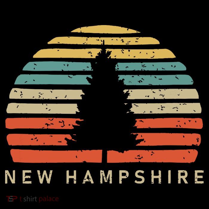Retro Sunset New Hampshire Pine Tree Button