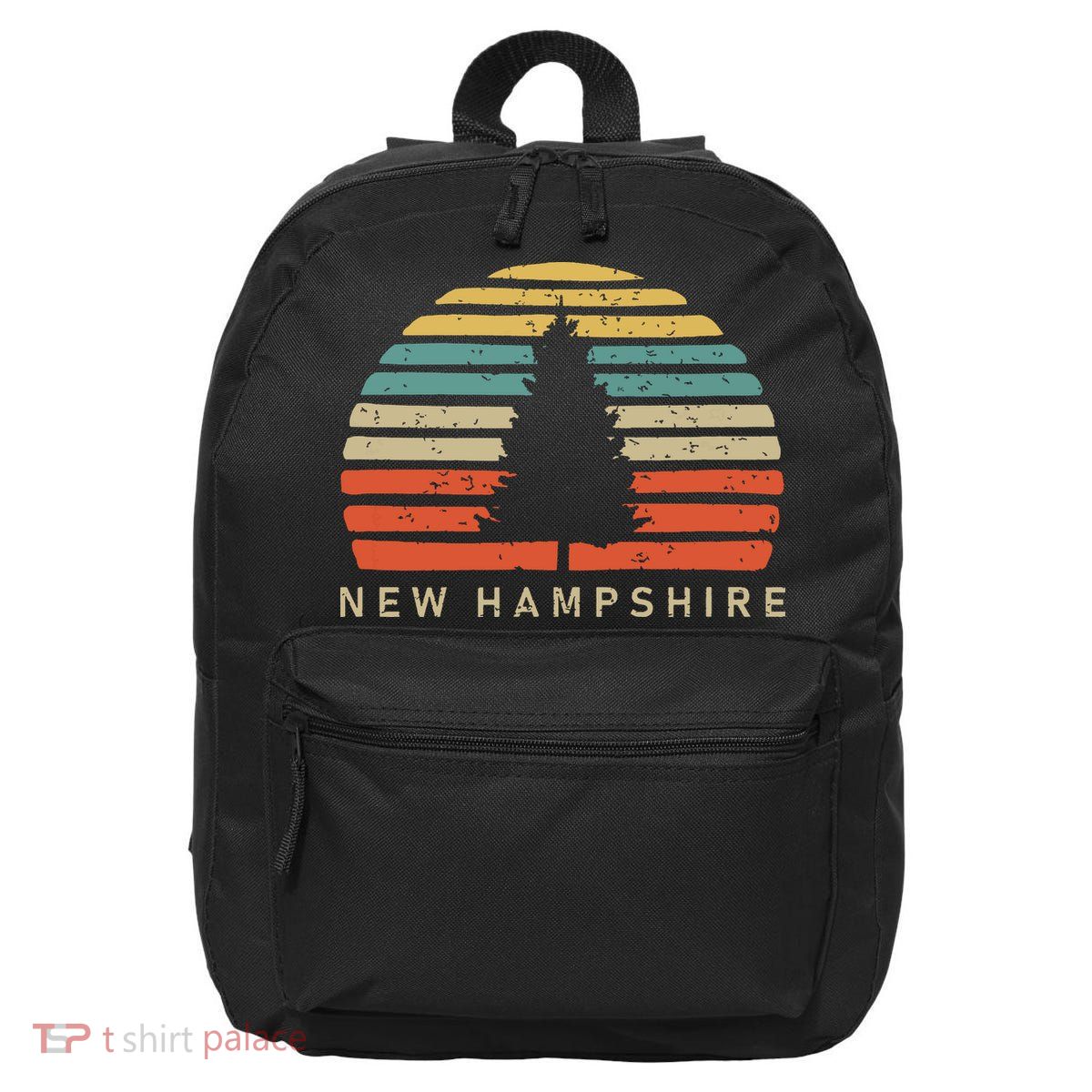 Retro Sunset New Hampshire Pine Tree 16 in Basic Backpack