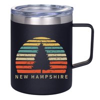 Retro Sunset New Hampshire Pine Tree 12oz Stainless Steel Coffee Mug