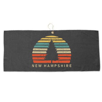 Retro Sunset New Hampshire Pine Tree Large Microfiber Waffle Golf Towel