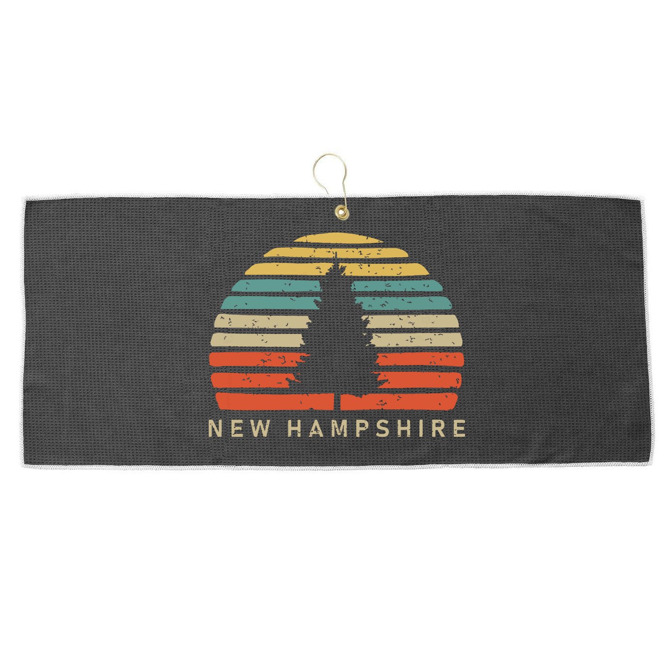 Retro Sunset New Hampshire Pine Tree Large Microfiber Waffle Golf Towel