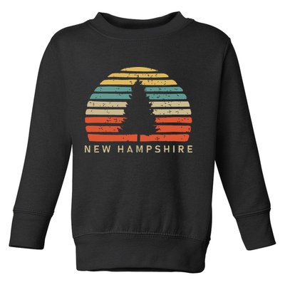 Retro Sunset New Hampshire Pine Tree Toddler Sweatshirt