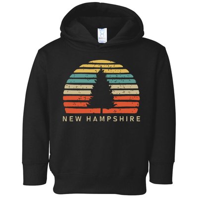Retro Sunset New Hampshire Pine Tree Toddler Hoodie