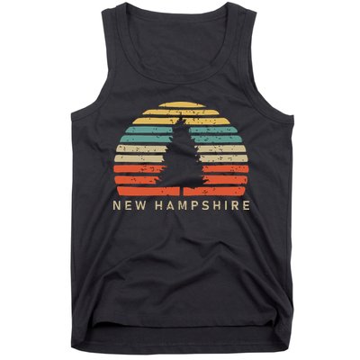 Retro Sunset New Hampshire Pine Tree Tank Top