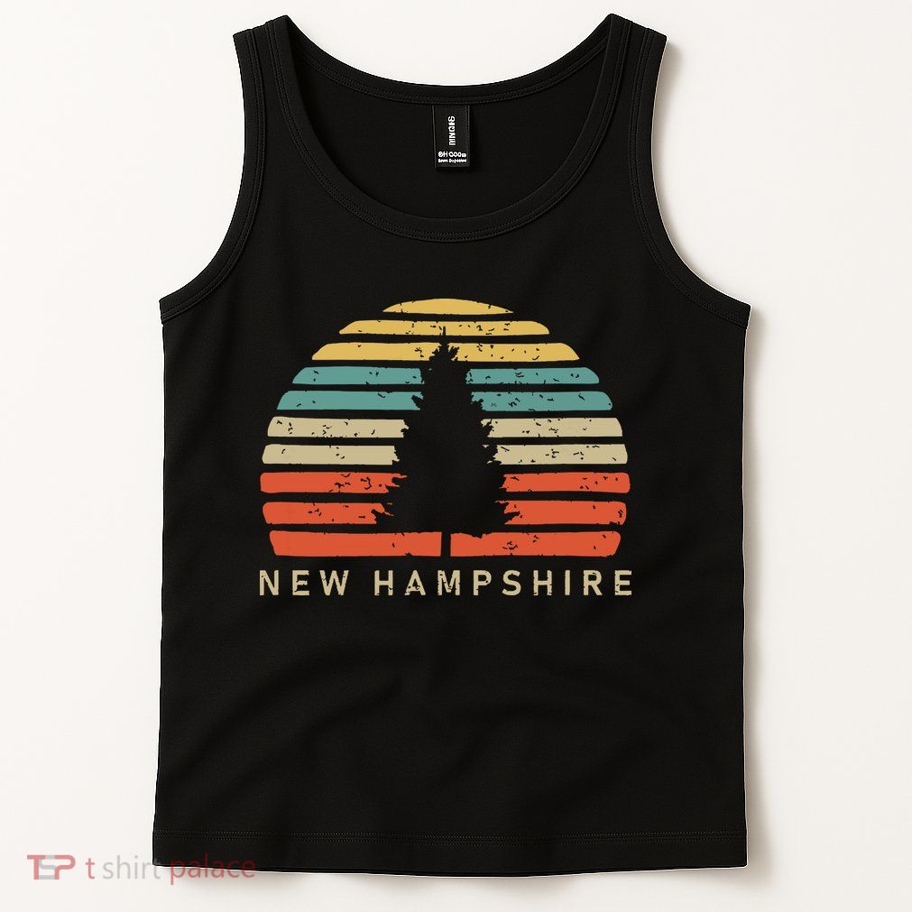 Retro Sunset New Hampshire Pine Tree Tank Top