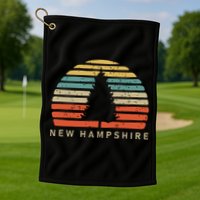 Retro Sunset New Hampshire Pine Tree Golf Towel