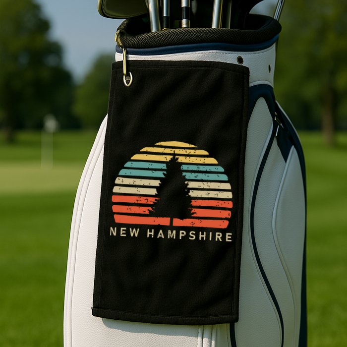 Retro Sunset New Hampshire Pine Tree Golf Towel