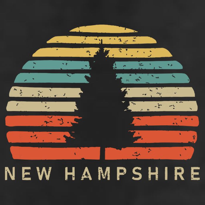 Retro Sunset New Hampshire Pine Tree Golf Towel