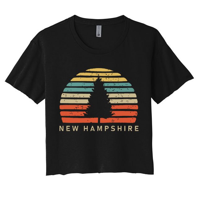 Retro Sunset New Hampshire Pine Tree Crop Top
