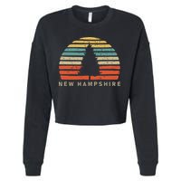 Retro Sunset New Hampshire Pine Tree Cropped Pullover Crew