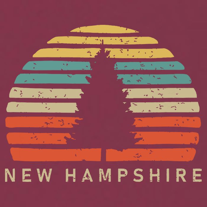 Retro Sunset New Hampshire Pine Tree 16oz Travel Tumbler