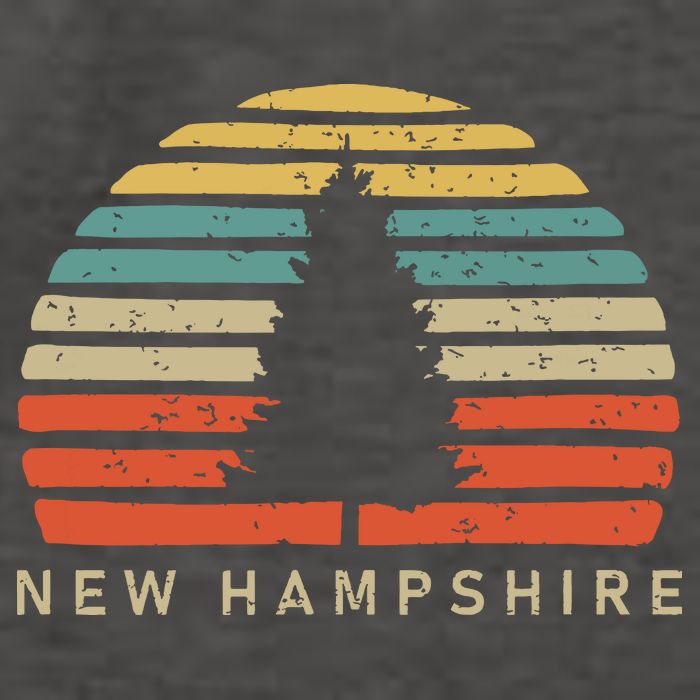 Retro Sunset New Hampshire Pine Tree Vector Backpack
