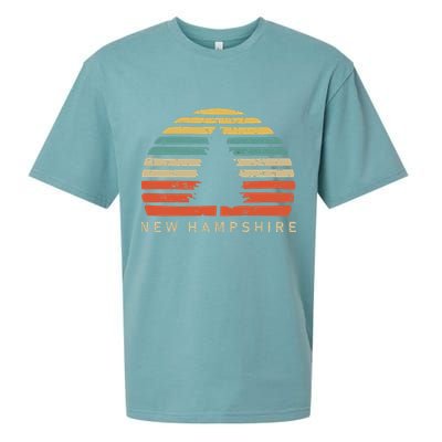 Retro Sunset New Hampshire Pine Tree Sueded Cloud Jersey T-Shirt