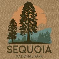 Retro Sequoia National Park Novelty Vacation Tree Minimalist Cotton Canvas Backpack