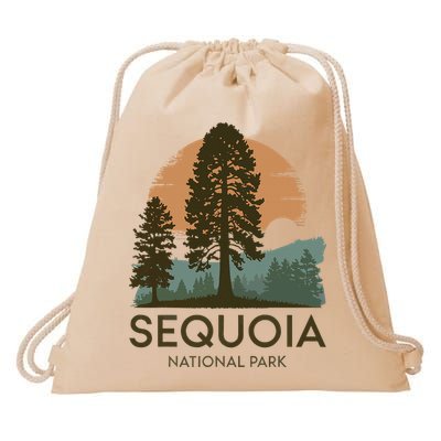 Retro Sequoia National Park Novelty Vacation Tree Minimalist Drawstring Bag