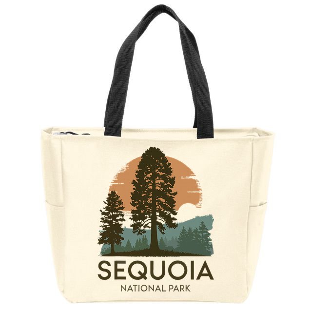 Retro Sequoia National Park Novelty Vacation Tree Minimalist Zip Tote Bag